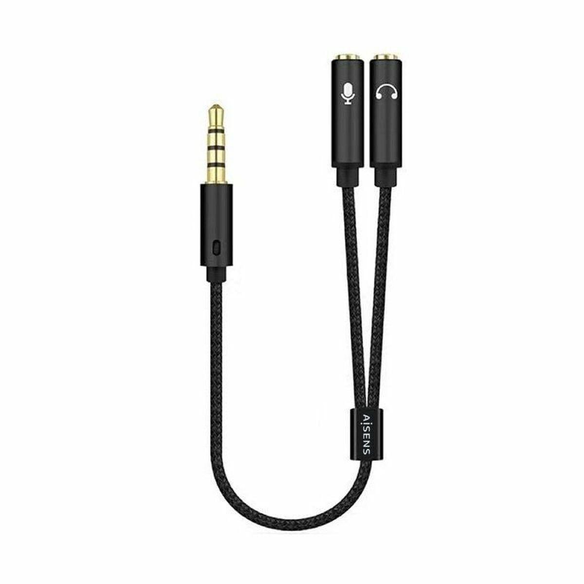 Jack adapter 3.5 mm Hunkøn eller Hankøn Aisens A128-0416 25 cm