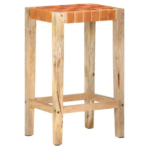 Barstole 2 stk. 75 cm ægte læder brun