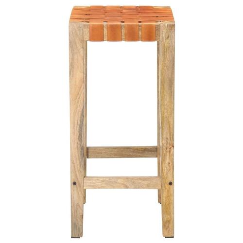 Barstole 2 stk. 75 cm ægte læder brun