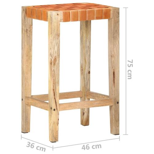 Barstole 2 stk. 75 cm ægte læder brun