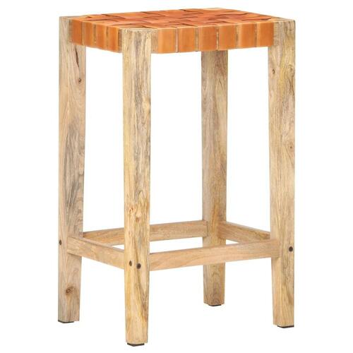 Barstole 2 stk. 75 cm ægte læder brun