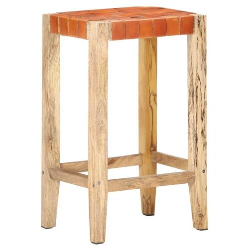 Barstole 2 stk. 75 cm ægte læder brun