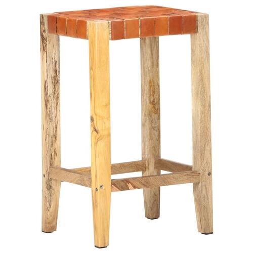 Barstole 2 stk. 75 cm ægte læder brun