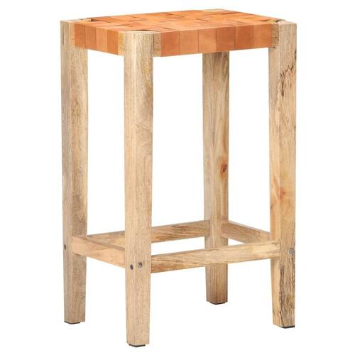 Barstole 2 stk. 75 cm ægte læder brun