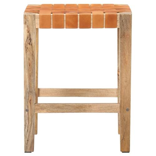 Barstole 2 stk. 60 cm ægte læder brun
