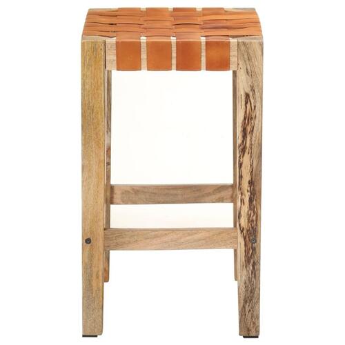Barstole 2 stk. 60 cm ægte læder brun