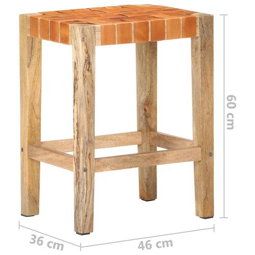 Barstole 2 stk. 60 cm ægte læder brun