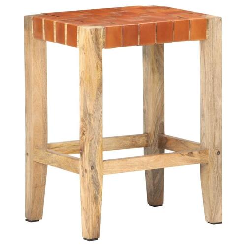 Barstole 2 stk. 60 cm ægte læder brun