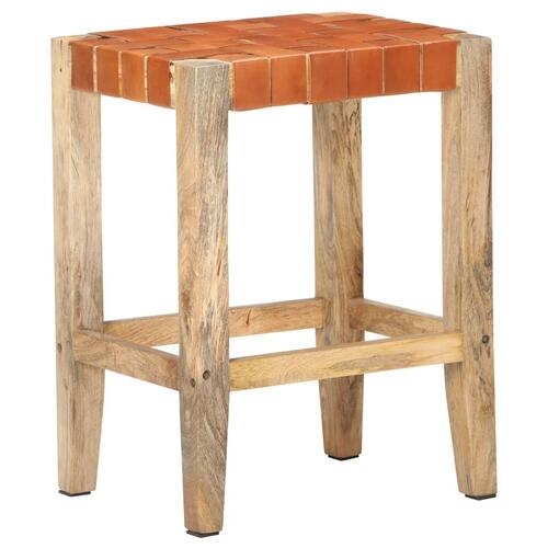 Barstole 2 stk. 60 cm ægte læder brun