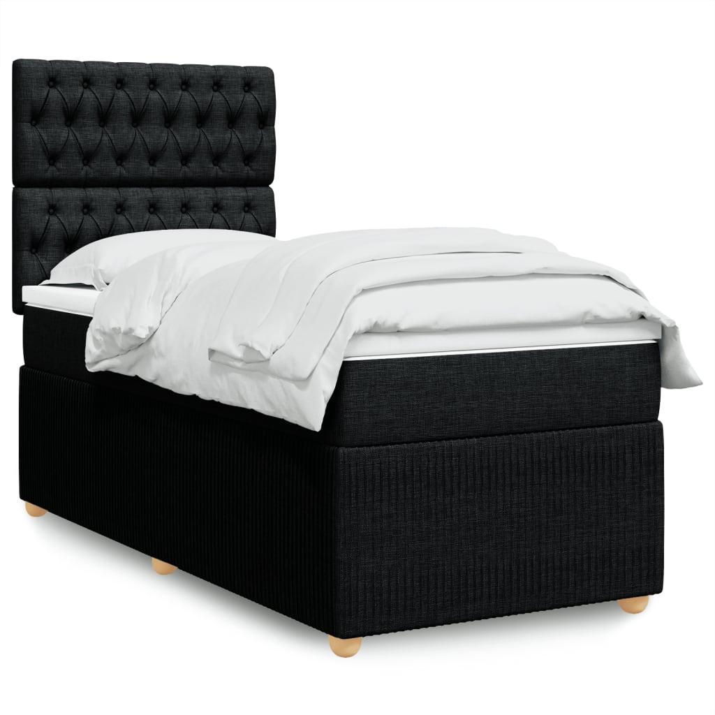 Kontinentalseng Med Madras Stof Sort - Med pynteknapper / 90 x 190 cm