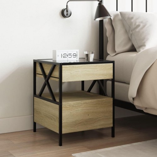 Sengebord med Infinity LED-lys 40 x 40 x 51 cm - sonoma-eg