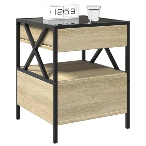 Sengebord med Infinity LED-lys 40 x 40 x 51 cm - sonoma-eg