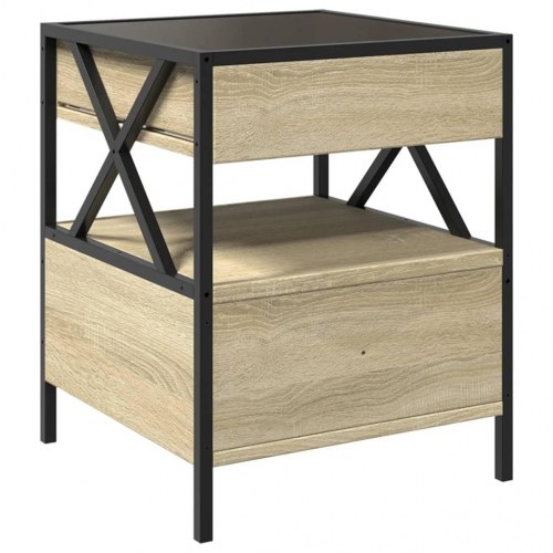 Sengebord med Infinity LED-lys 40 x 40 x 51 cm - sonoma-eg