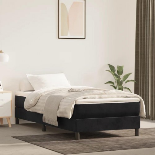 Springmadras med pocketfjedre - medium 90×210×20 cm, fløjl sort