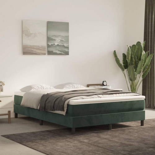 Springmadras med pocketfjedre - medium 120×210×20 cm, fløjl mørkegrøn