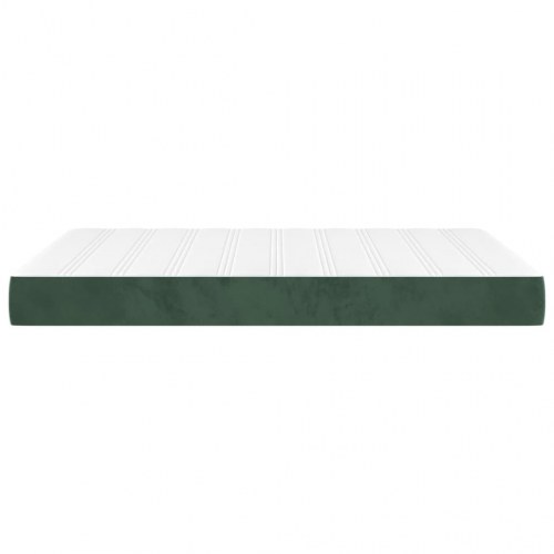 Springmadras med pocketfjedre - medium 120×210×20 cm, fløjl mørkegrøn