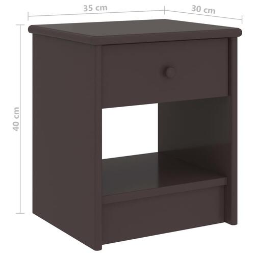 Sengeskabe 2 stk. 35x30x40 cm massivt fyrretræ mørkebrun