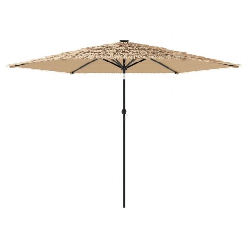 Haveparasol med LED-lys og stålstang 288x288x225 cm brun