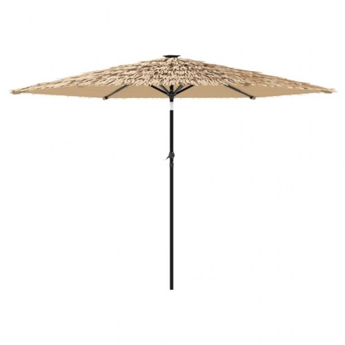 Haveparasol med LED-lys og stålstang 288x288x225 cm brun