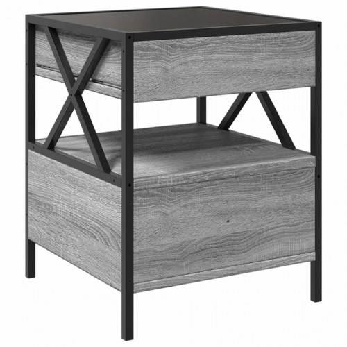 Sengebord med Infinity LED-lys 40 x 40 x 51 cm - grå sonoma-eg