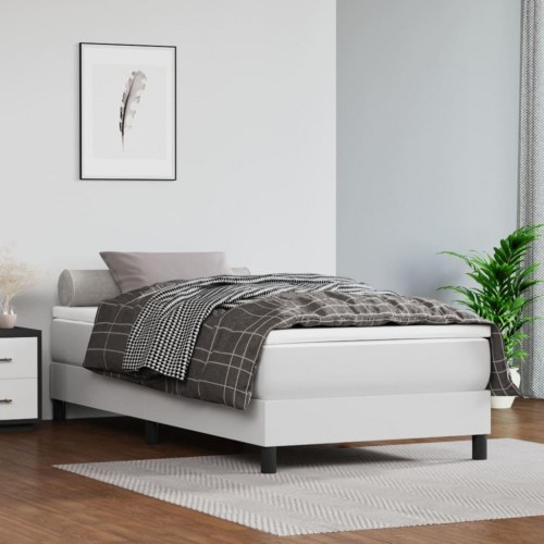 Springmadras med pocketfjedre - medium 80×160 cm, kunstlæder hvid