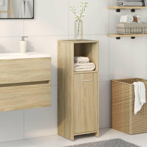 Badeværelsesskab 30×30×95 cm i konstrueret træ - sonoma-eg