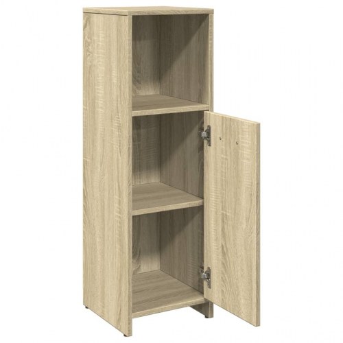Badeværelsesskab 30×30×95 cm i konstrueret træ - sonoma-eg