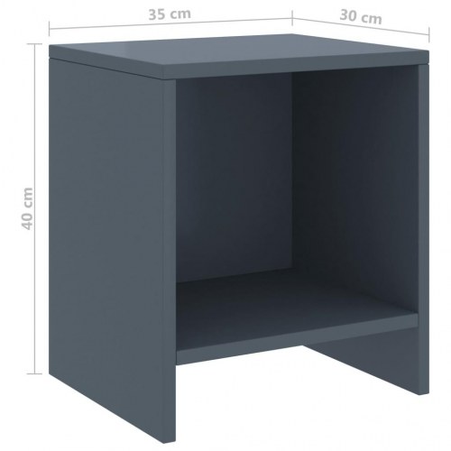 Sengeskabe/natborde 2 stk. i massivt fyrretræ - lysegrå, 35 × 30 × 40 cm