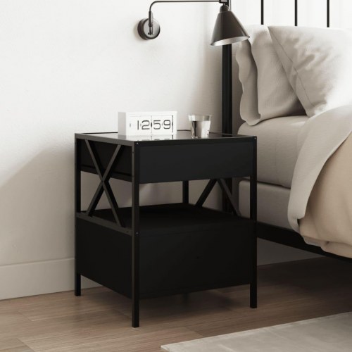 Sengebord med Infinity LED-lys - sort 40 x 40 x 51 cm