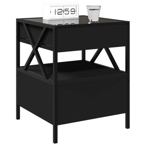 Sengebord med Infinity LED-lys - sort 40 x 40 x 51 cm