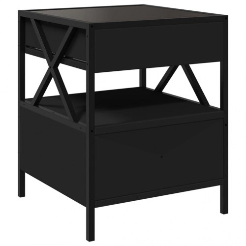 Sengebord med Infinity LED-lys - sort 40 x 40 x 51 cm