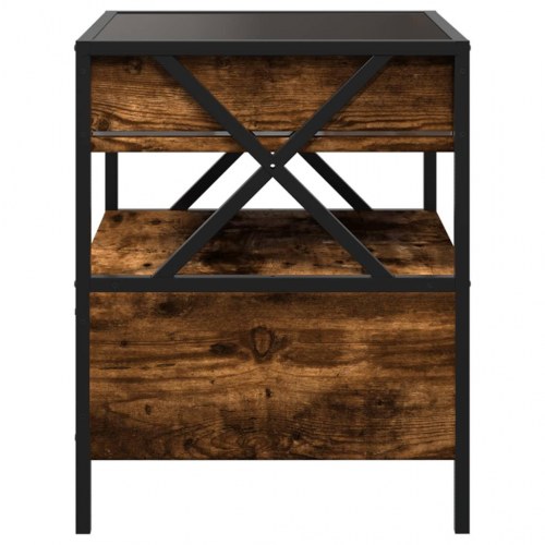 Sengebord med Infinity LED-lys 40 x 40 x 51 cm - røget egetræsfarve