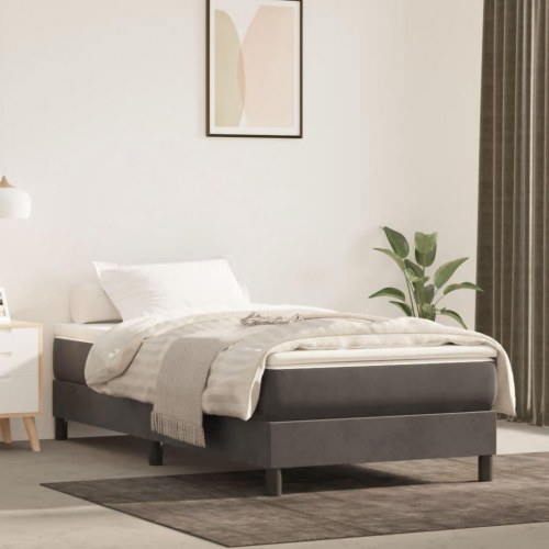 Springmadras med pocketfjedre - medium 100x210x20 cm, fløjl mørkegrå