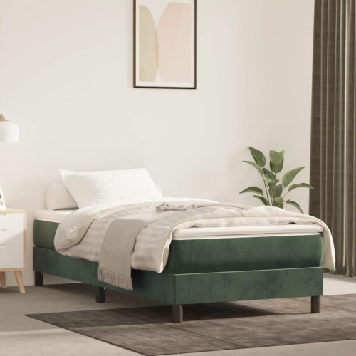 Springmadras med pocketfjedre - medium 80×160 cm, fløjl mørkegrøn