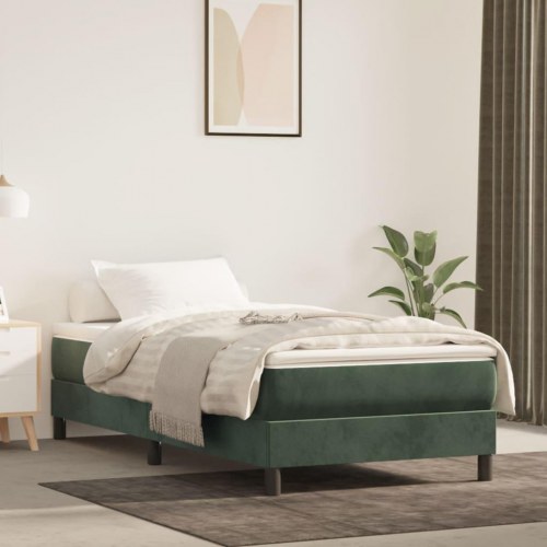 Springmadras med pocketfjedre - medium 80×210×20 cm, fløjl mørkegrøn