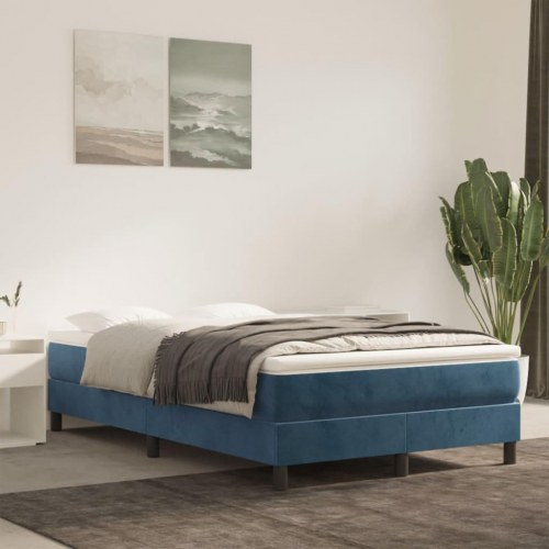 Springmadras med pocketfjedre - medium 120×210×20 cm, fløjl mørkeblå