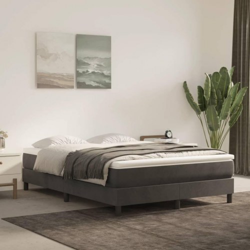 Springmadras med pocketfjedre - medium 120×210×20 cm, fløjl mørkegrå