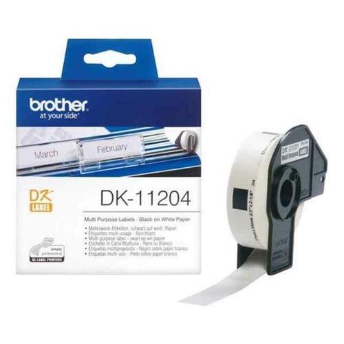 Brother DK-11204 etiketter 17 × 54 mm - sort på hvid, 400 stk