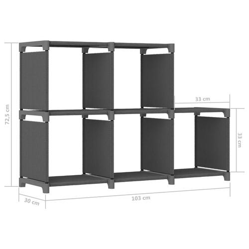 Displayreol med 5 kubeformede rum 103x30x72,5 cm stof grå