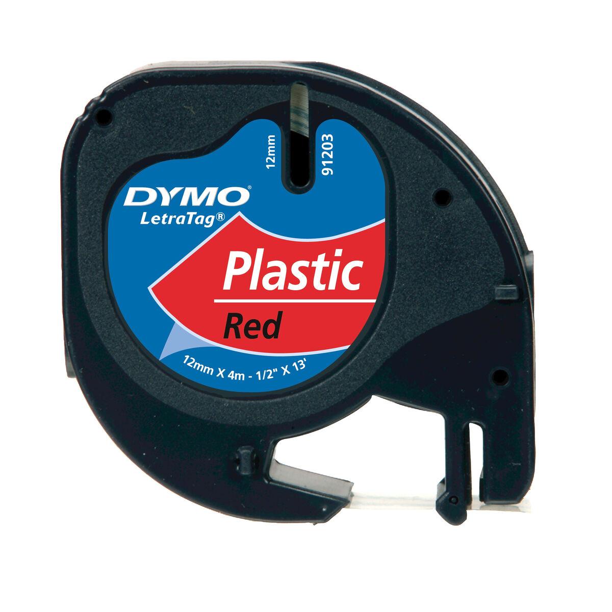 Dymo Lamineret tape S0721630 - plastik, rød/sort, 12 mm x 4 m