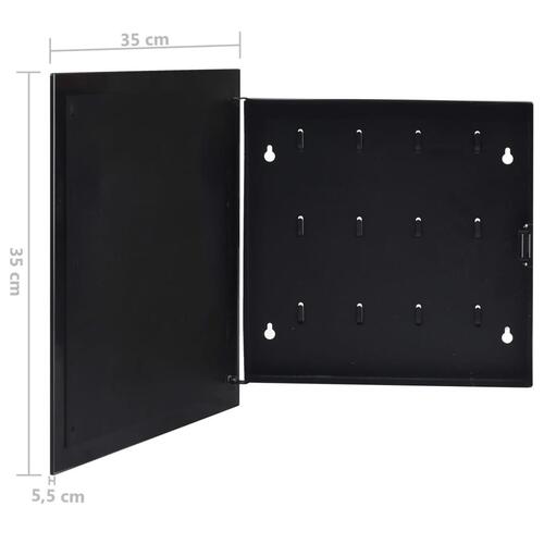Nøgleskab med magnetisk tavle 35x35x5,5 cm sort