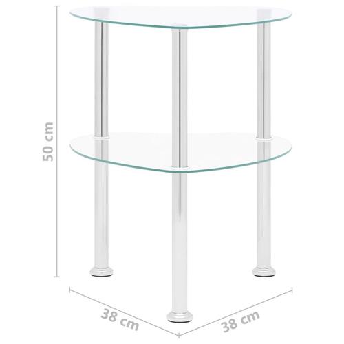 Sidebord med hylde 38x38x50 hærdet glas transparent