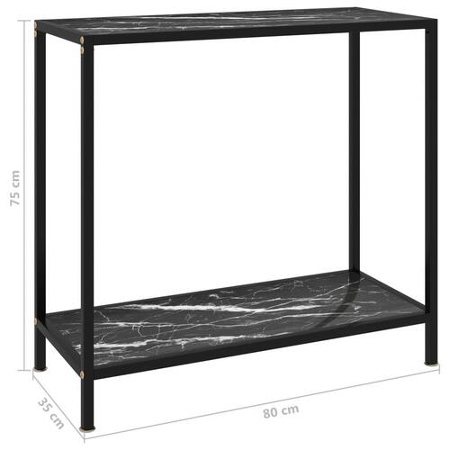 Konsolbord 80x35x75 cm hærdet glas sort