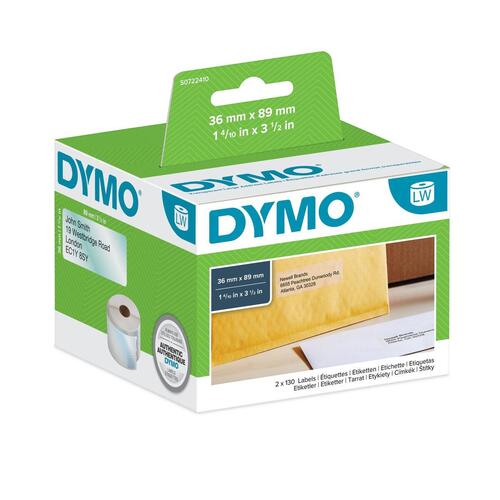 Dymo LabelWriter etiketter S0722410 - gennemsigtige, 36 × 89 mm