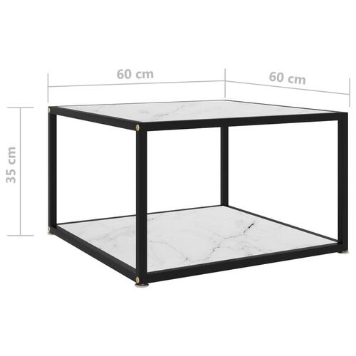 Sofabord 60x60x35 cm hærdet glas hvid