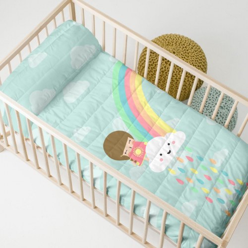 Sengetæppe (vattæppe) Happynois Multifarvet 100 x 130 cm Regnbue