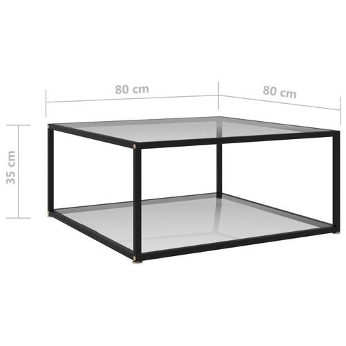 Sofabord 80x80x35 cm hærdet glas transparent