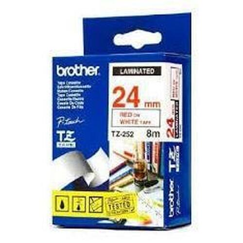 Brother lamineret tape TZe-355 - hvid tekst på sort, 24 mm x 8 m