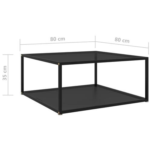 322893 Coffee Table Black 80x80x35 cm Tempered Glass