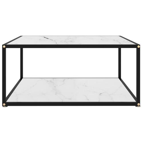 Sofabord 80x80x35 cm hærdet glas hvid